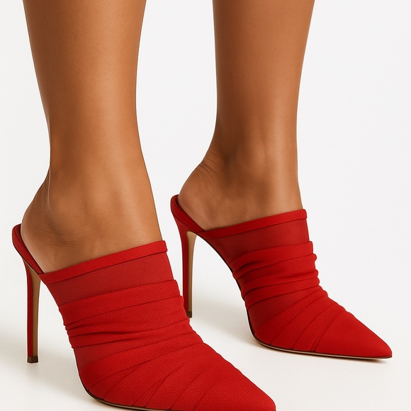Alevi Milano Net Red Fabric Mules 110 Size EU 41 - Picture 1 of 12